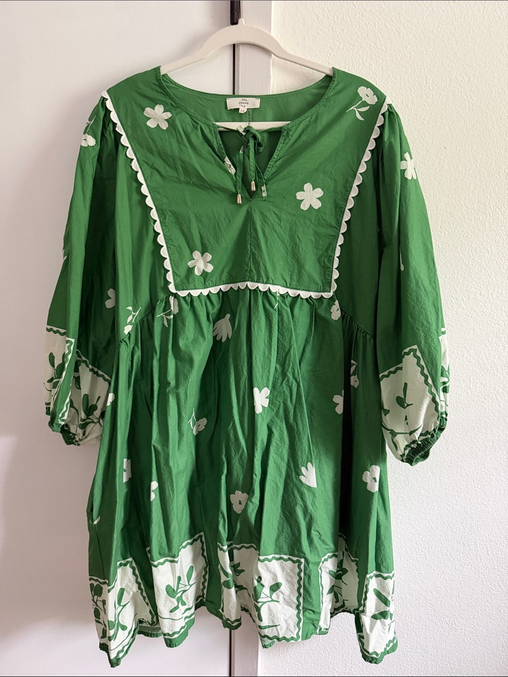 Girls' Green Floral Peasant Dress